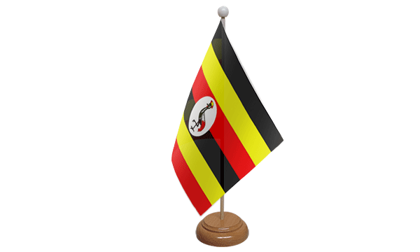 Uganda Small Flag with Wooden Stand